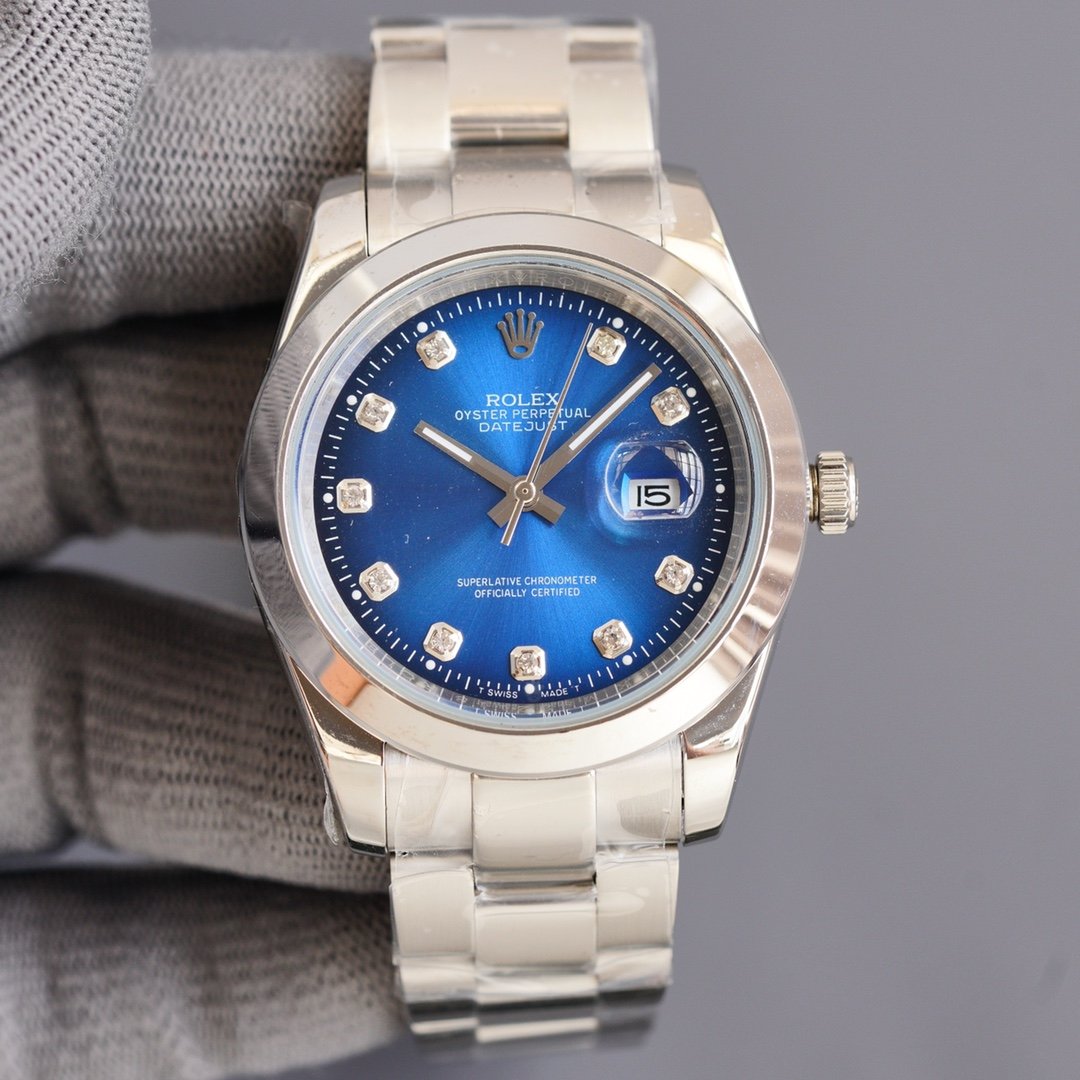 DATEJUST 41MM STEEL SMOOTH BEZEL DIAMOND NUMERALS