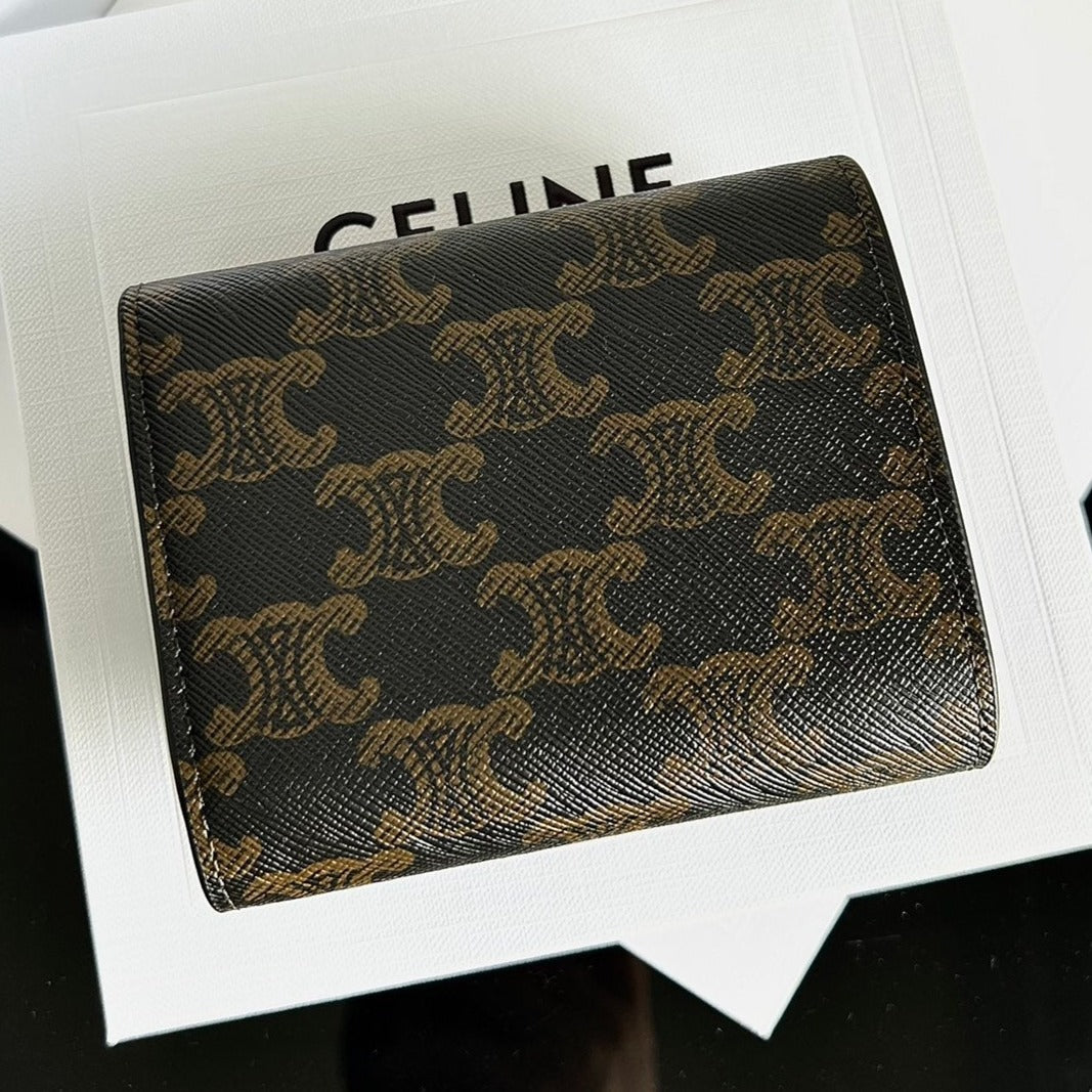 TRIOMPHE 10 CALFSKIN WALLET BLACK BROWN