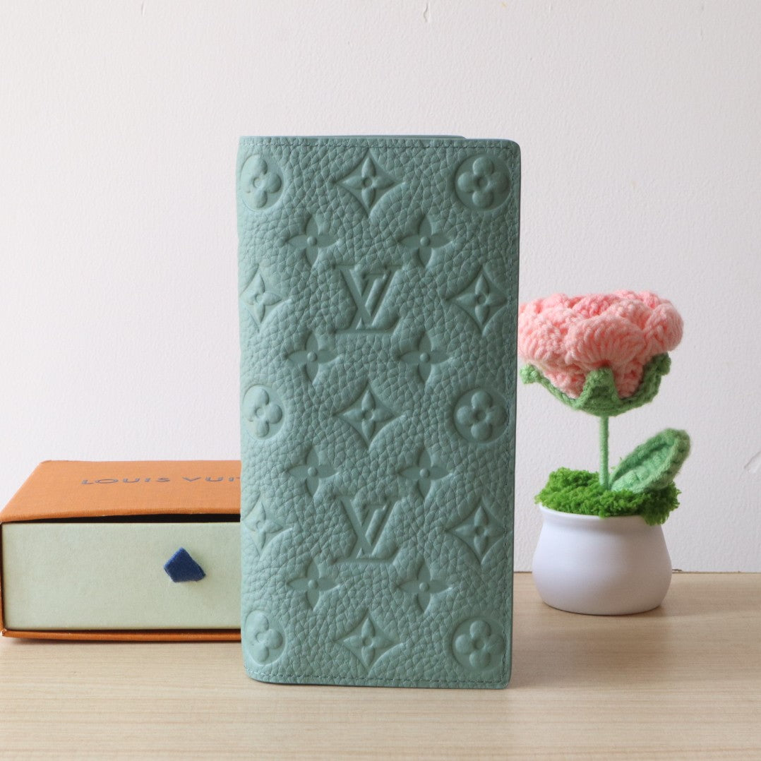 LV Brazza Wallet Monogram Grained Taurillon Cowhide