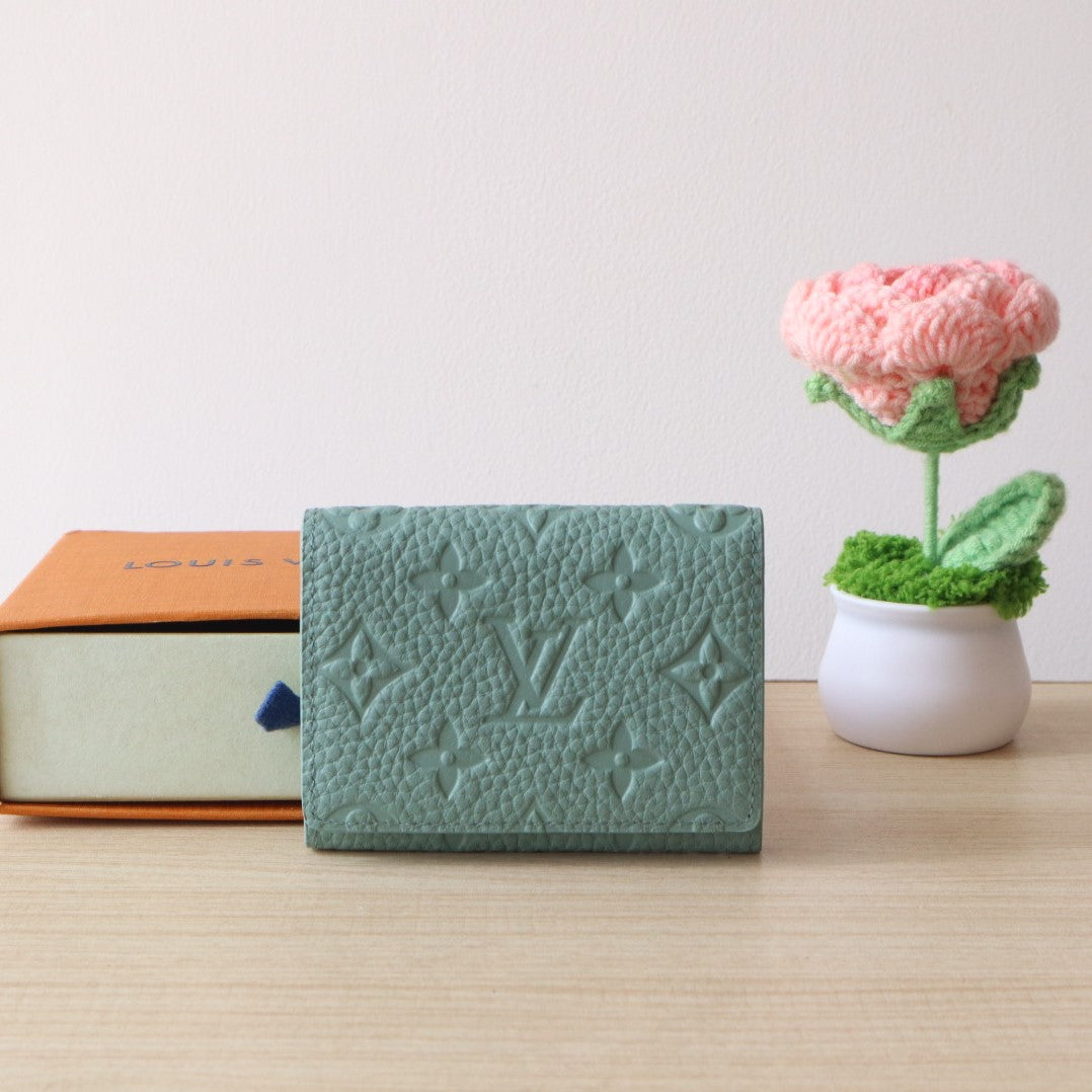 LV Envelope Business Card Holder Monogram Grained Taurillon Cowhide