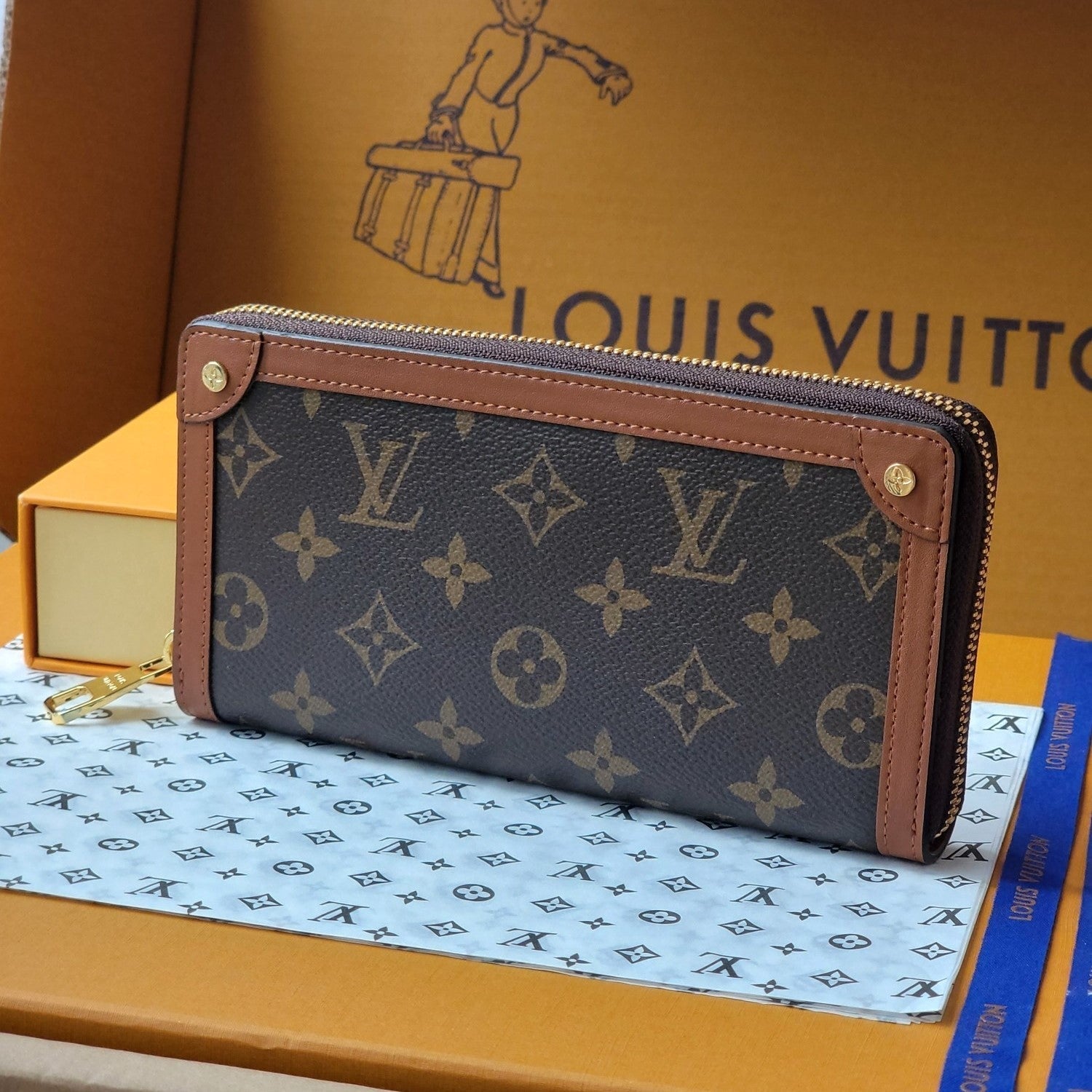 LV Trunk Zippy Wallet Brown Monogram Canvas & Cowhide