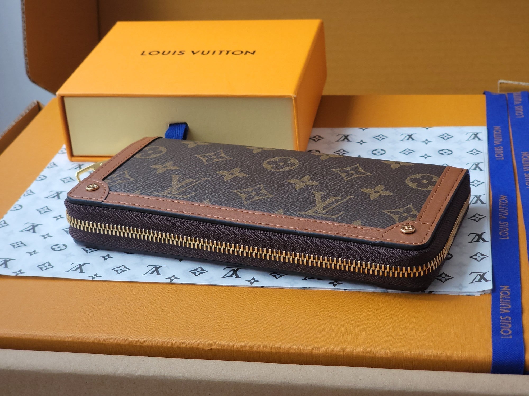 LV Trunk Zippy Wallet Brown Monogram Canvas & Cowhide