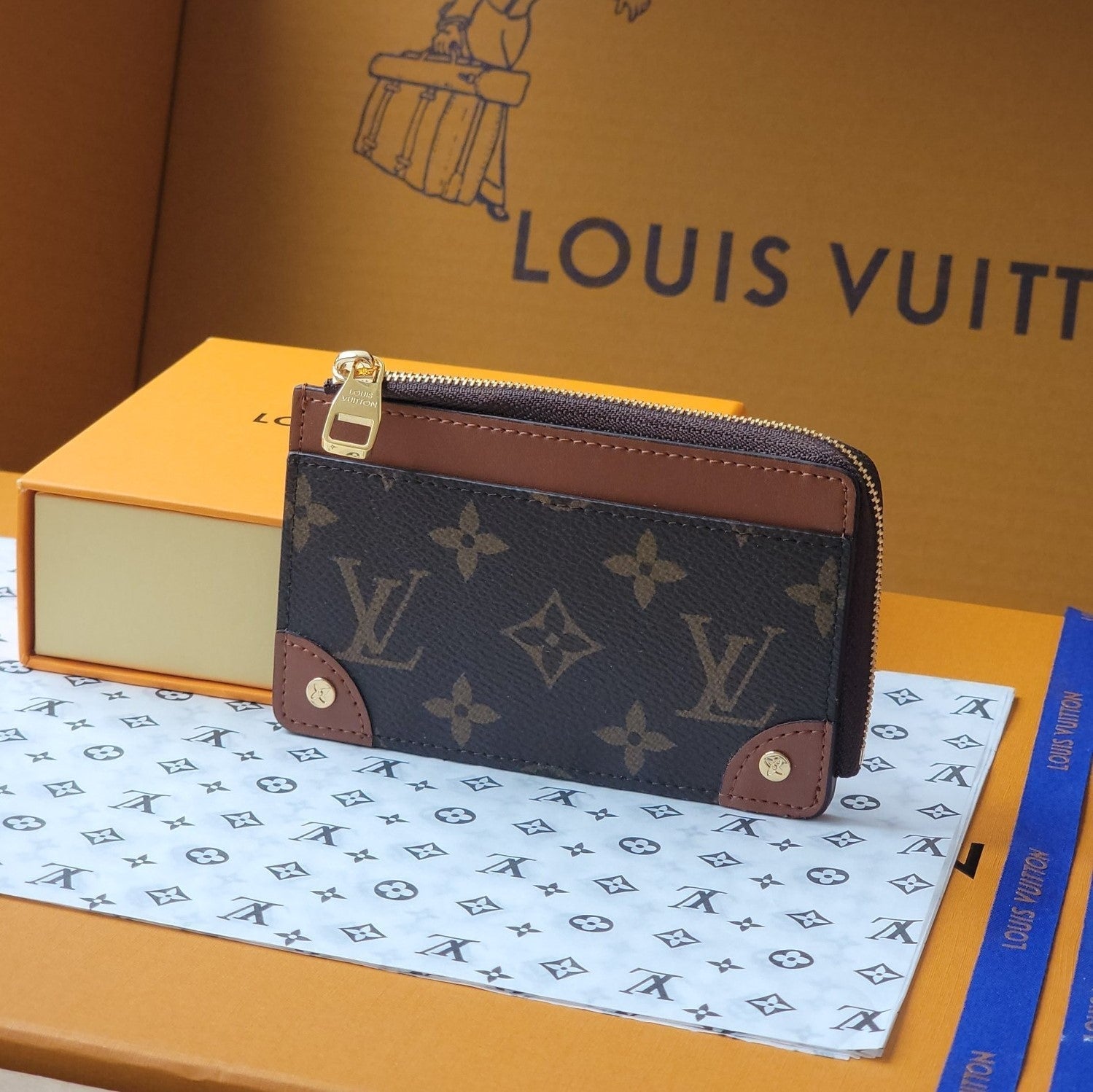 LV Card Holder Trunk Brown Monogram Canvas & Cowhide
