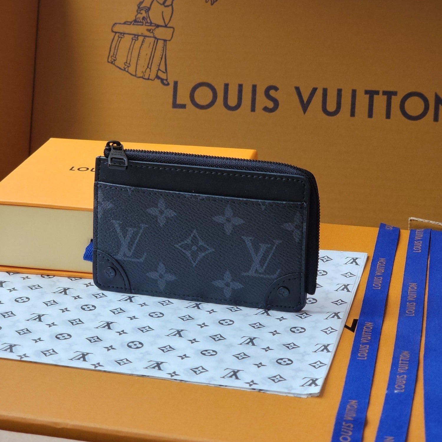 LV Card Holder Trunk Black Monogram Eclipse Canvas