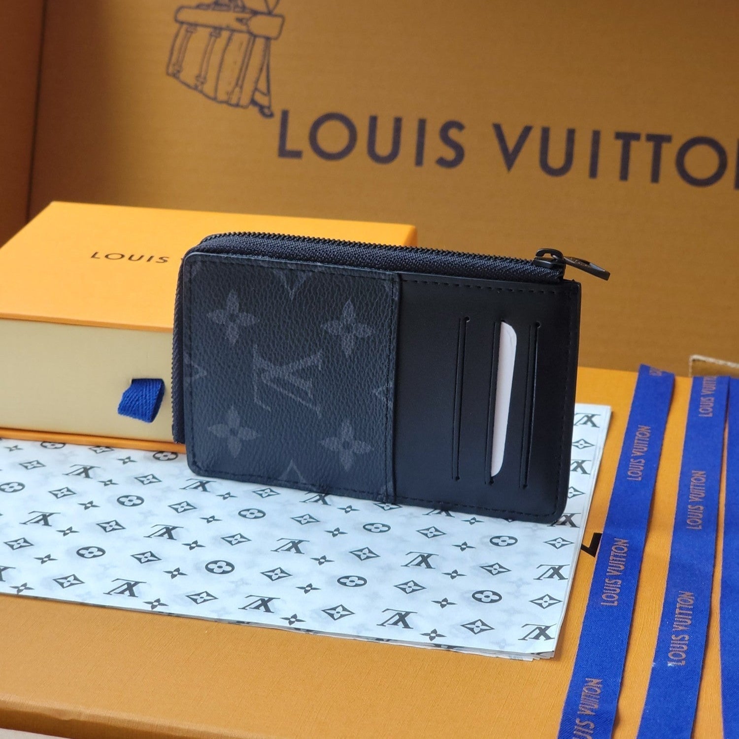LV Card Holder Trunk Black Monogram Eclipse Canvas