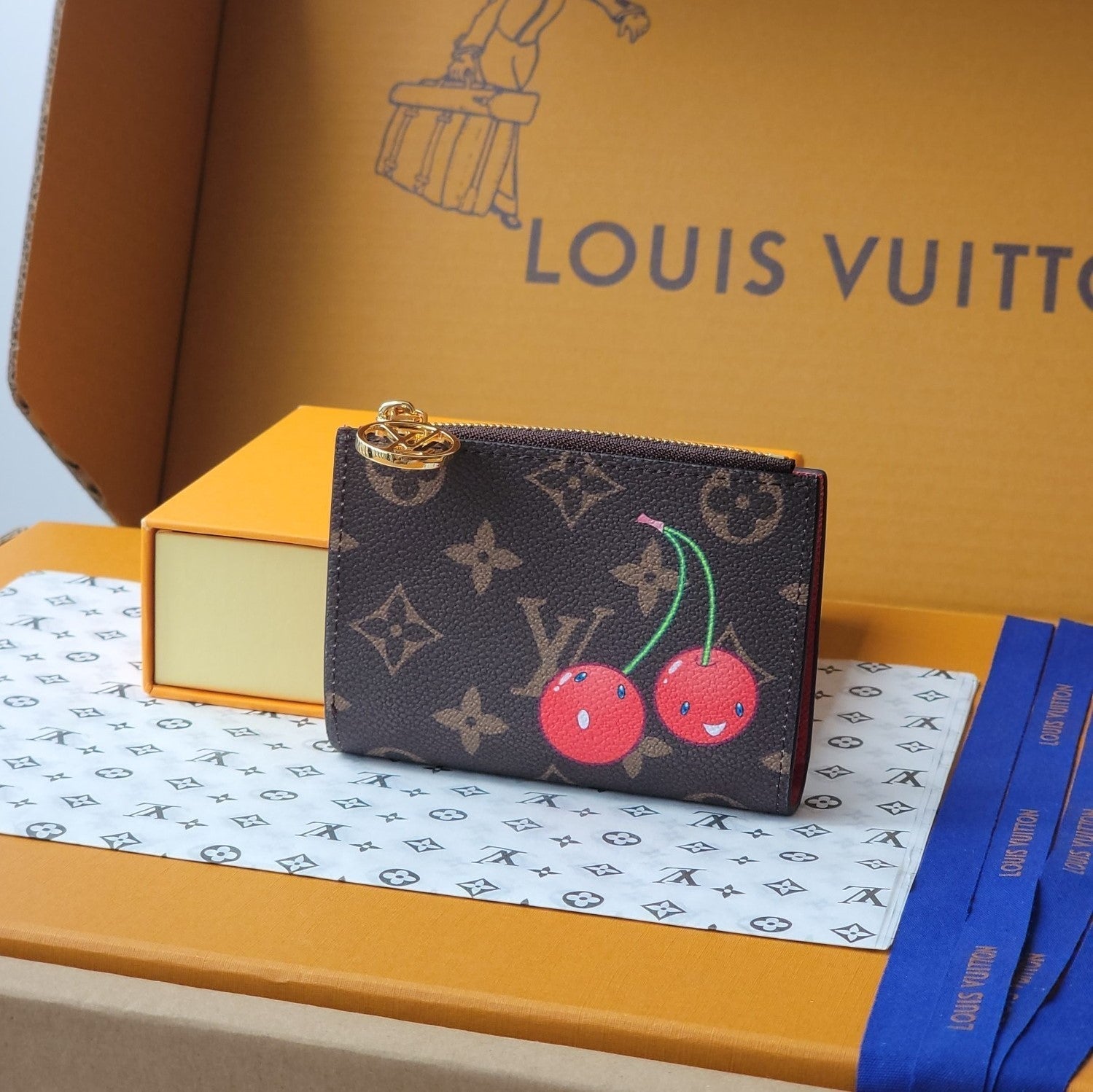 LV x TM Lisa Wallet Brown Monogram Canvas With Cherry Motif