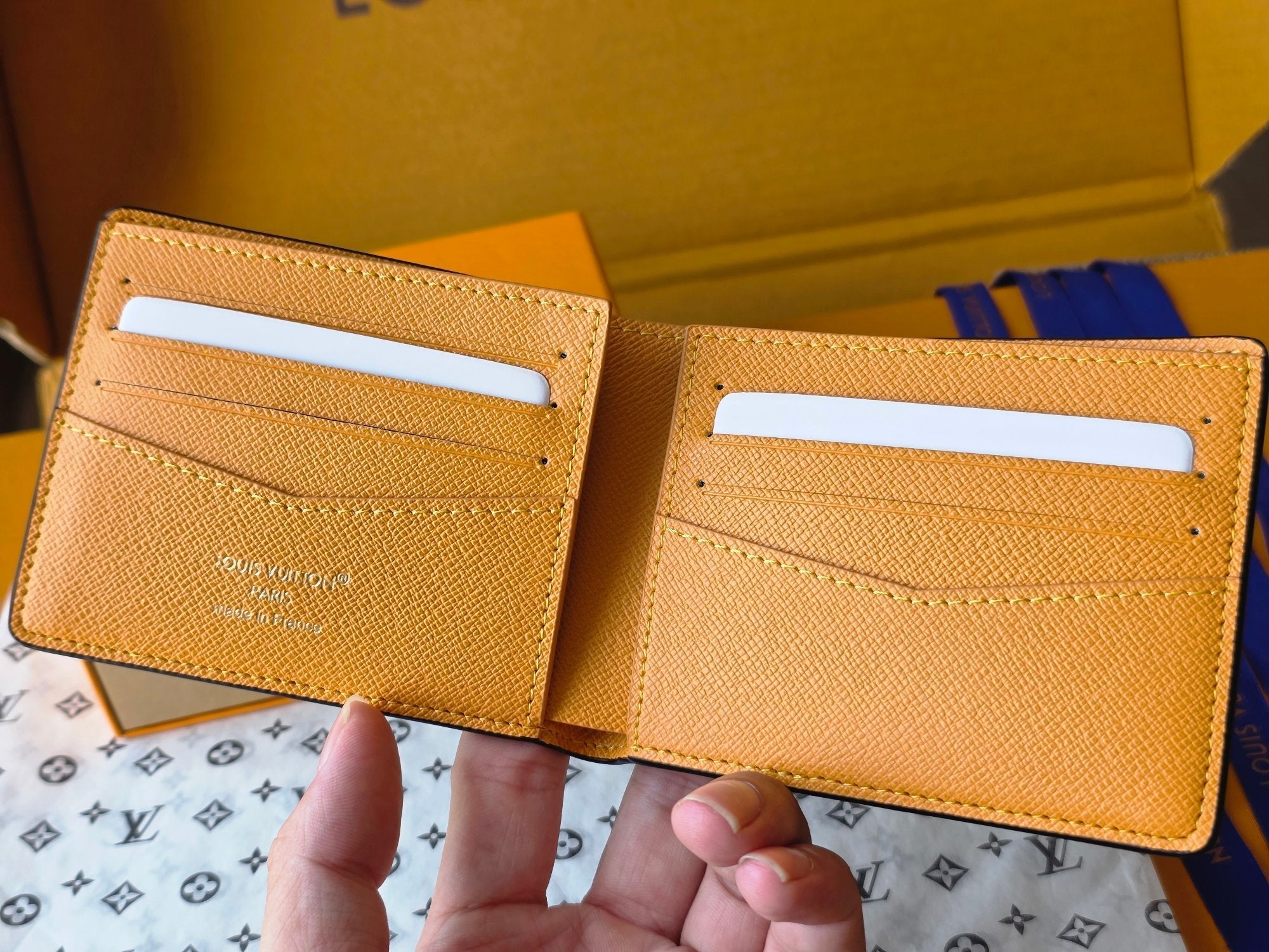 LV M25795 Multiple Wallet Dark Blue Teal Green Cowhide