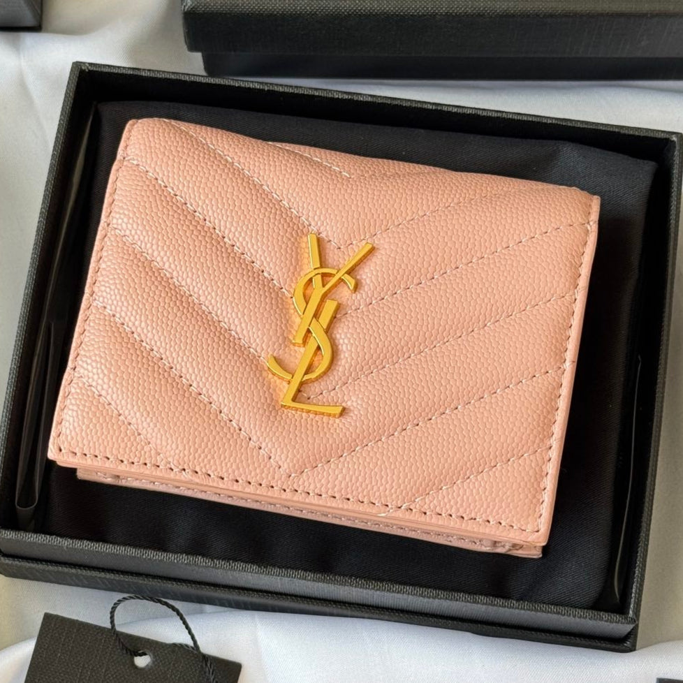 YSL Wallet Pink Gold Cowhide 240584