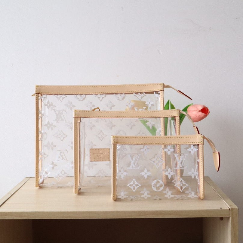 LV Trio Poche Toilette Beige Recycled Polyester & Cowhide