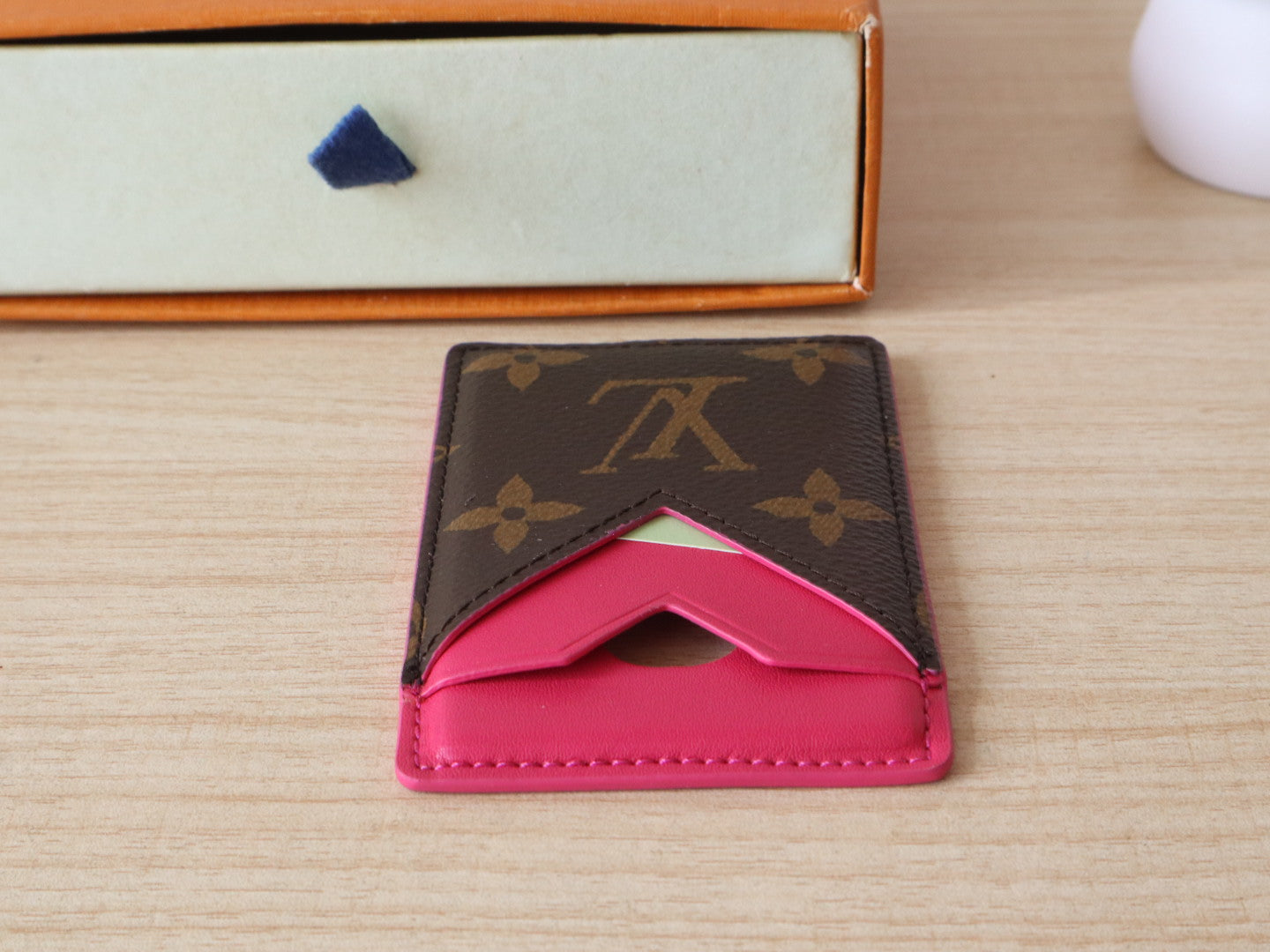 LV Porte-Cartes Magnet Brown Pink Monogram Canvas & Cowhide