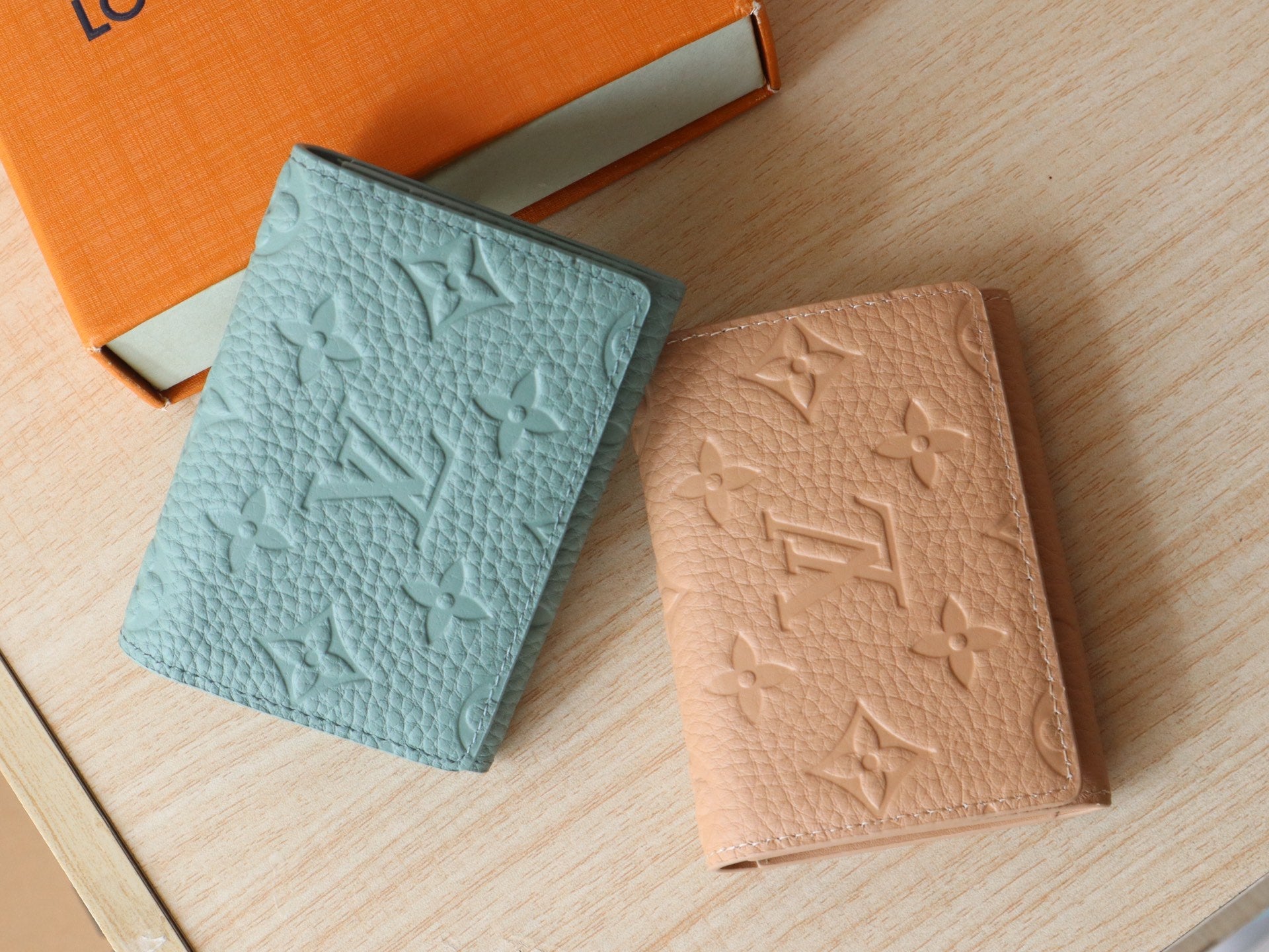 LV Envelope Business Card Holder Monogram Grained Taurillon Cowhide