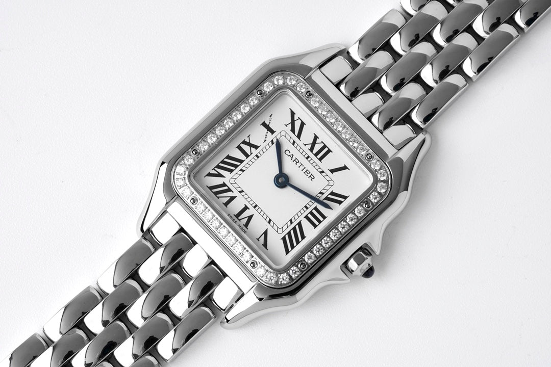 PANTHERE 27MM SILVER CASE DIAMOND BEZEL WHITE DIAL