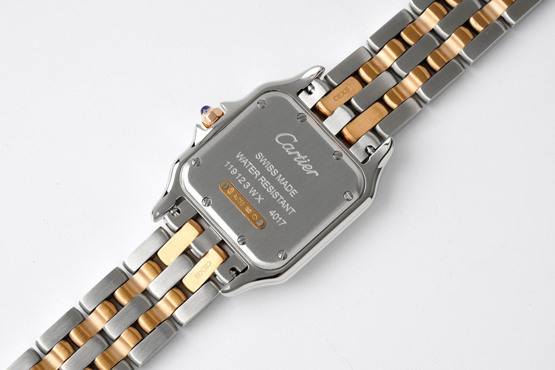 PANTHERE 27MM PINK GOLD SILVER CASE DIAMOND BEZEL WHITE DIAL