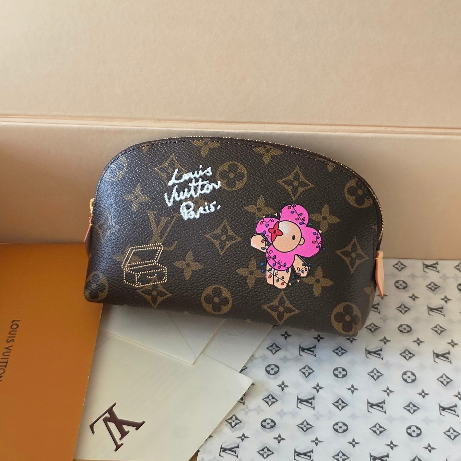 LV Cosmetic Pouch PM Fuchsia Monogram Canvas