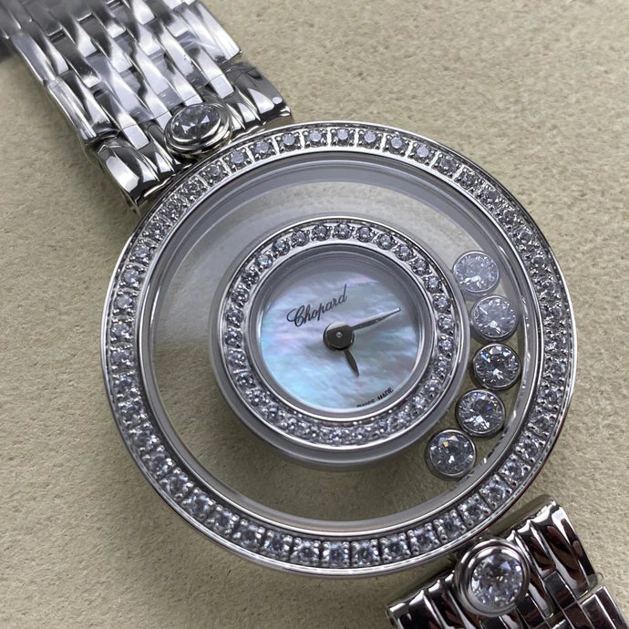 Chopard Happy 28mm Mop Dial Diamond Bezel Steel