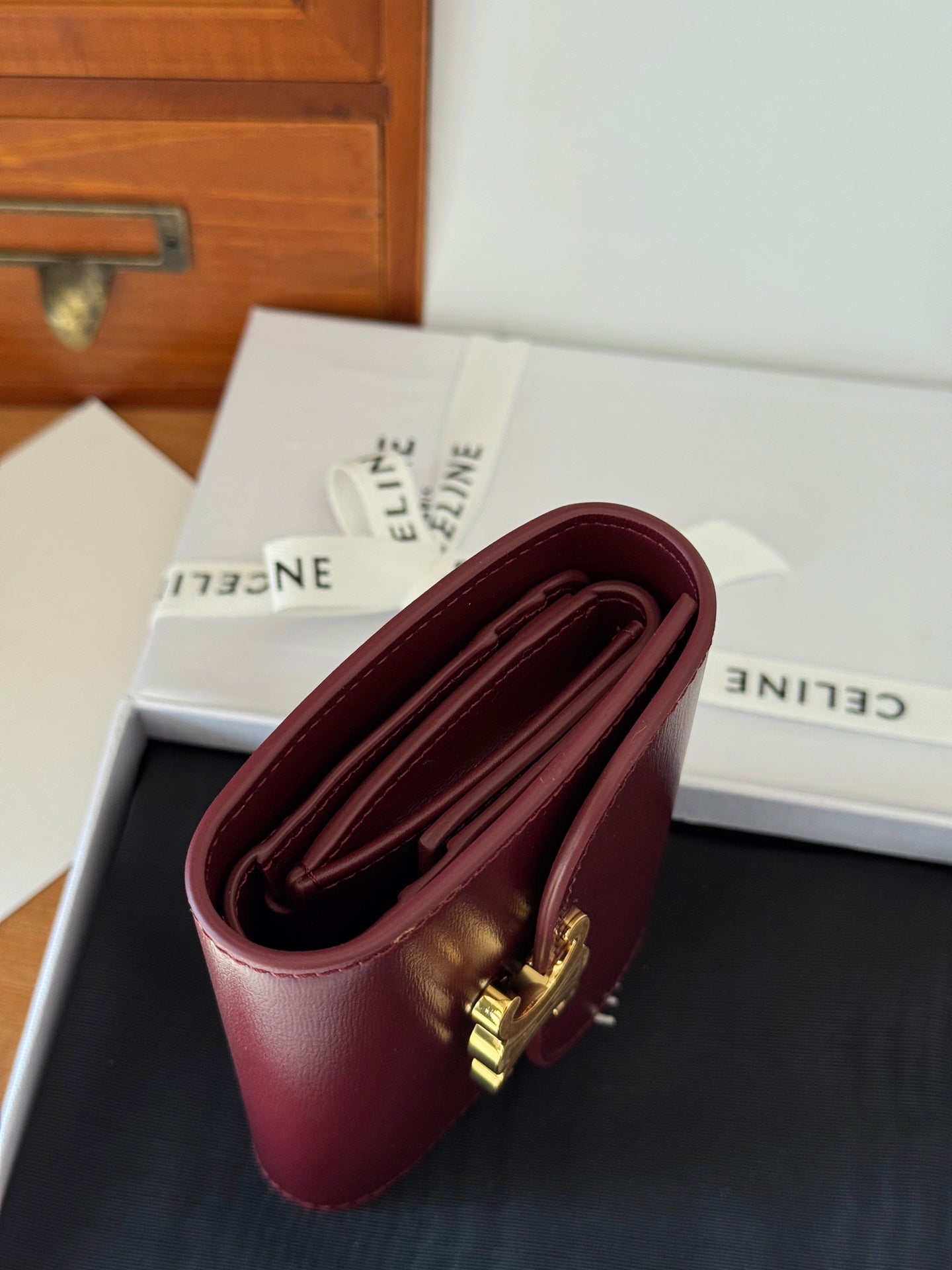 TRIOMPHE 10 CALFSKIN WALLET BURGUNDY
