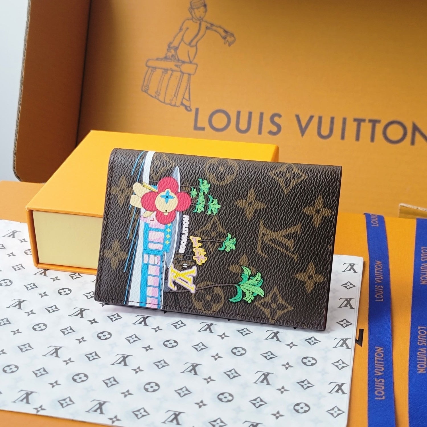 LV Passport Cover Pink Monogram Vivienne Fuchsia