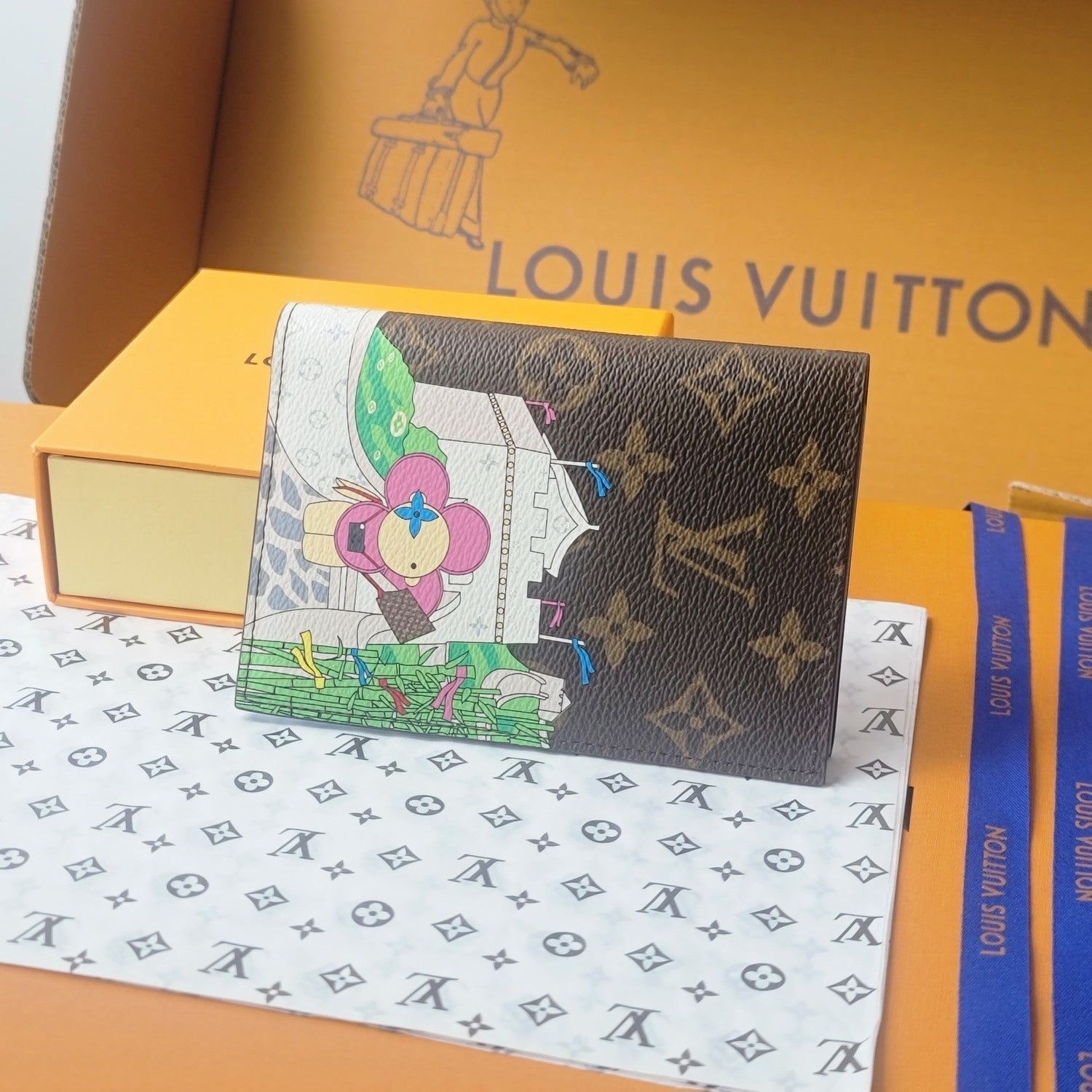 LV Passport Cover Blue Monogram Vivienne Myosotis