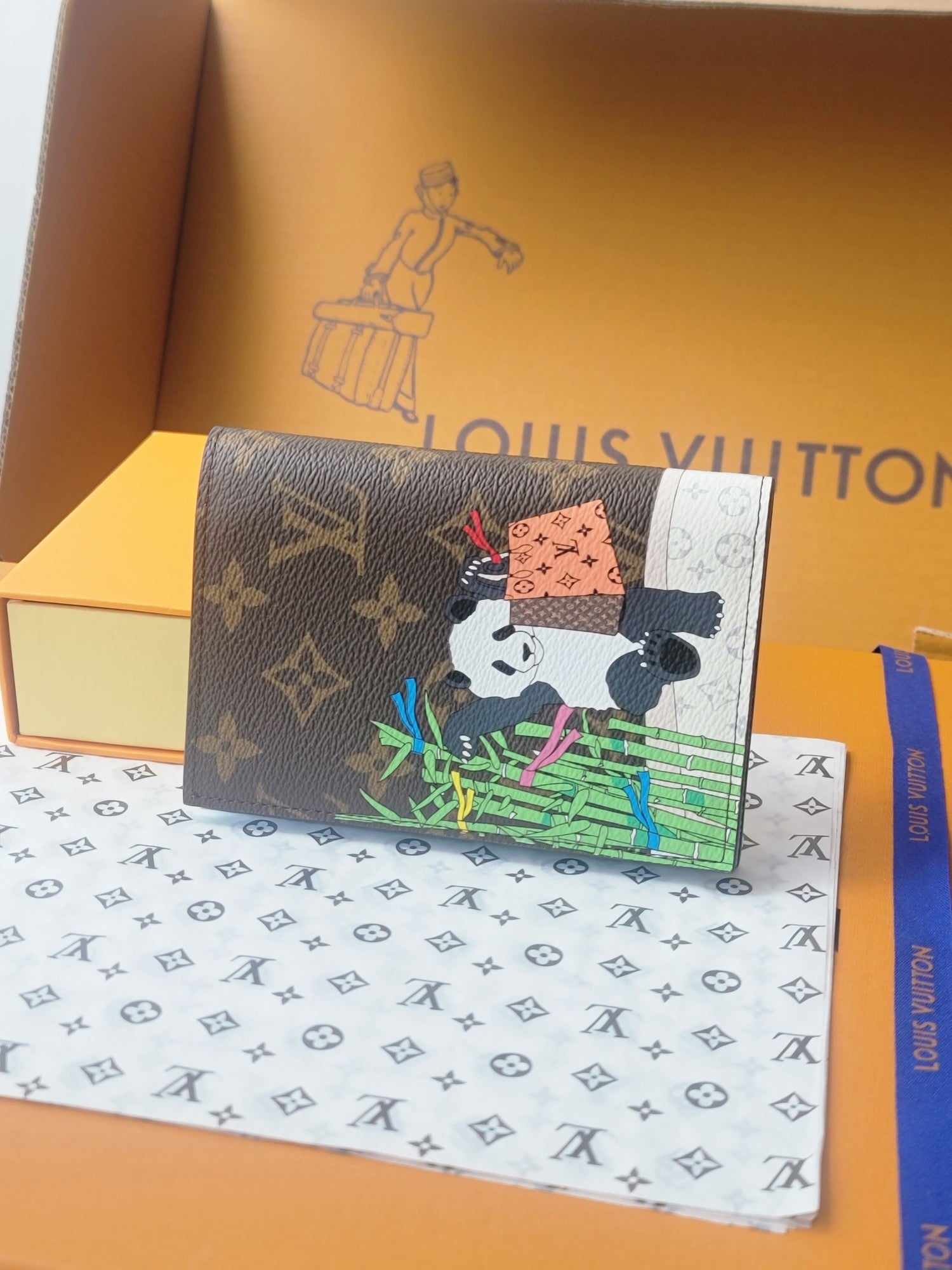 LV Passport Cover Blue Monogram Vivienne Myosotis
