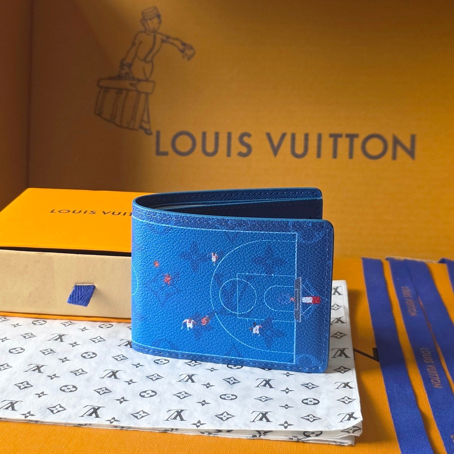 LV Multiple Wallet Basketball Blue Monogram Canvas
