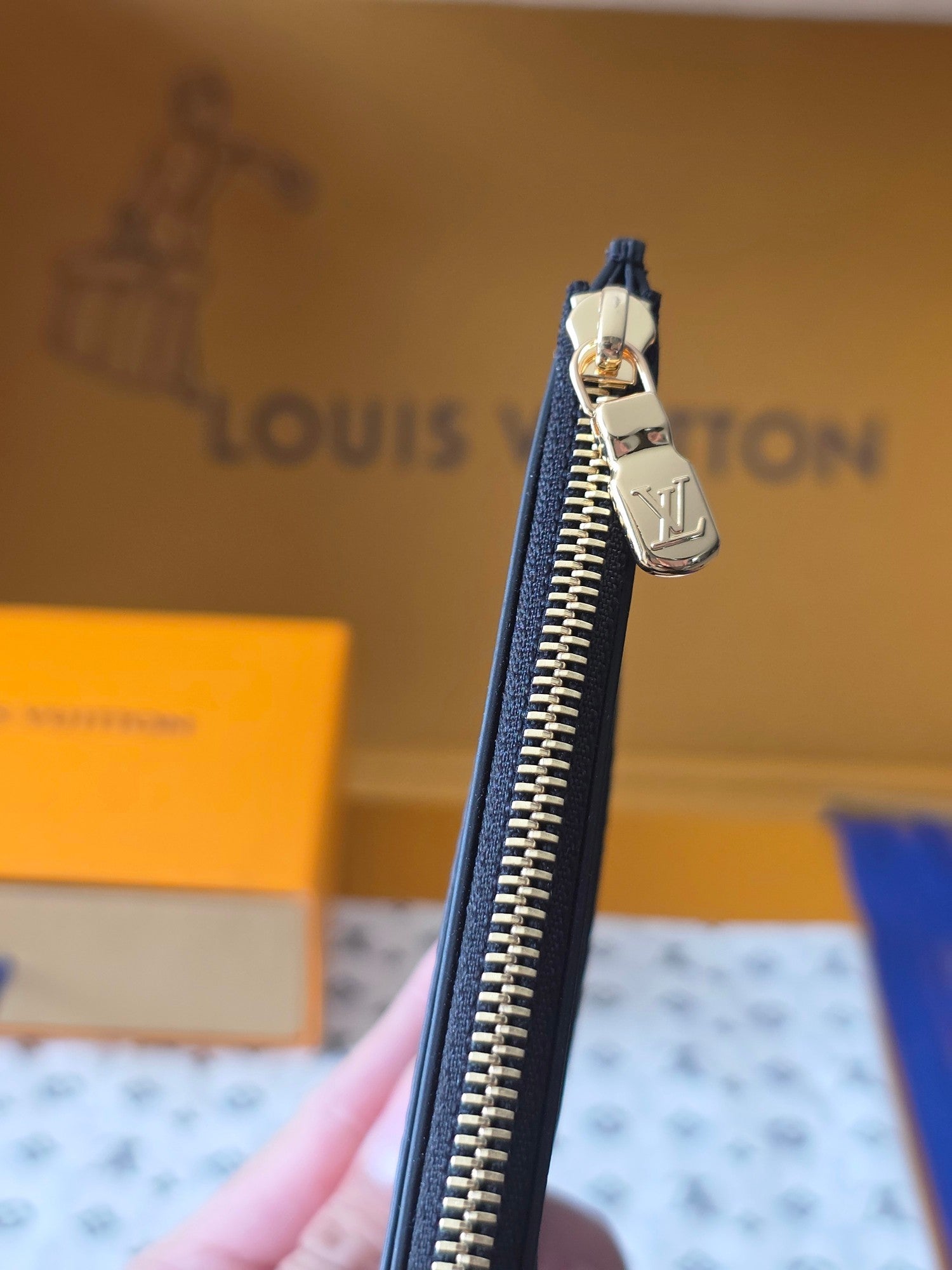 LV M80348 Slim Purse Clutch Black Monogram Canvas Cowhide