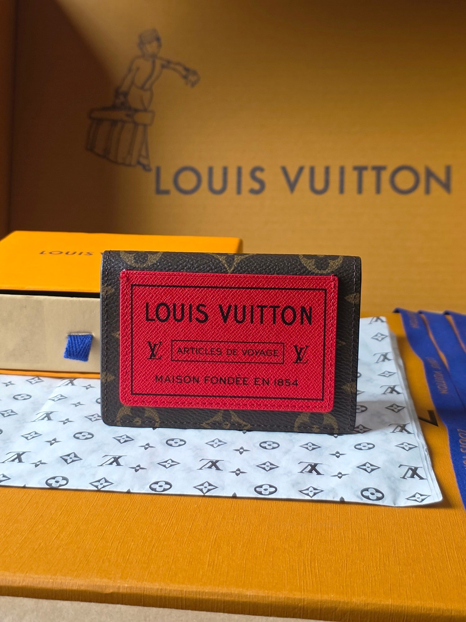 LV M25835 Bifold Organizer Brown Red Monogram Rouge Sari