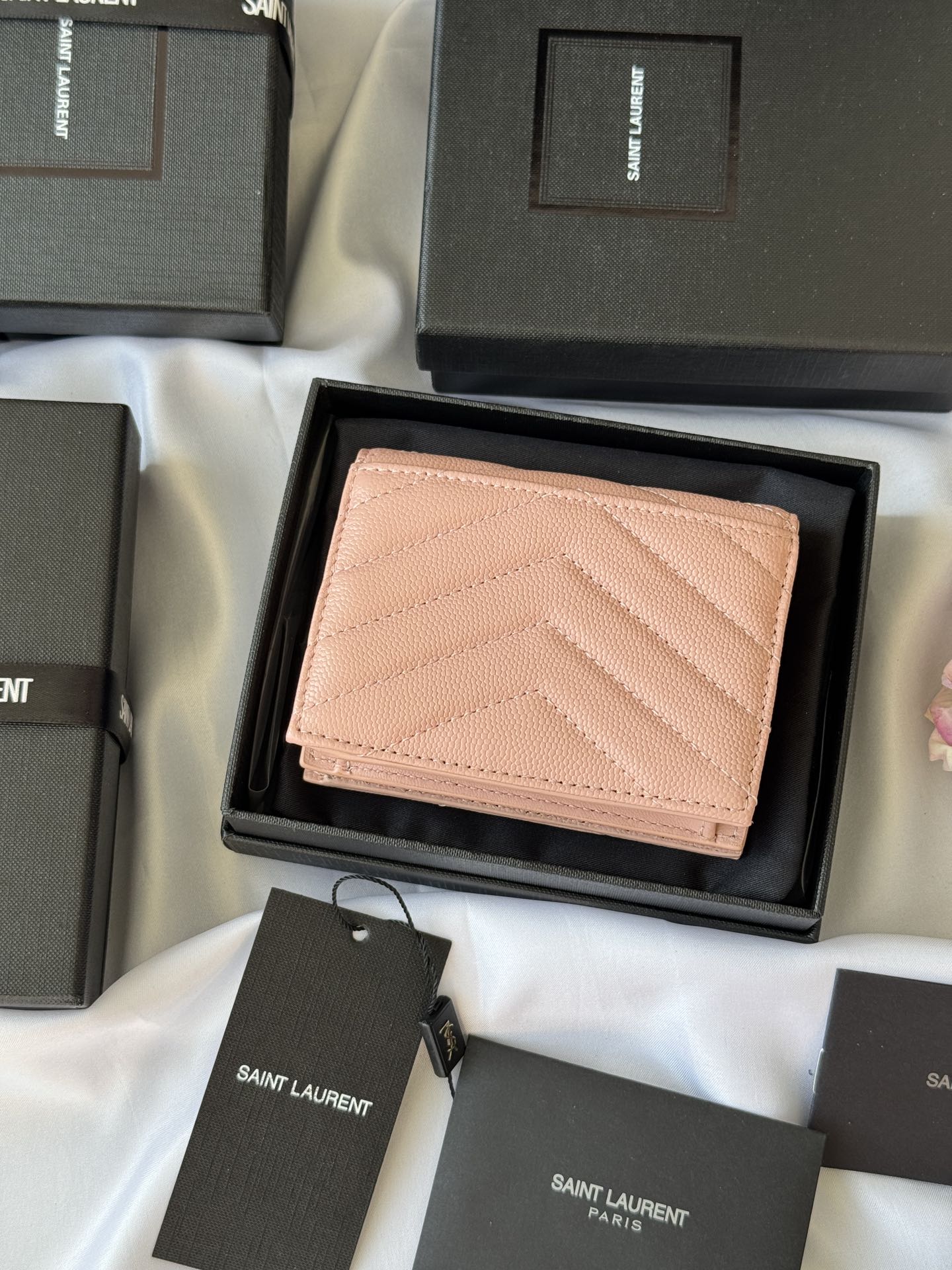 YSL Wallet Pink Gold Cowhide 240584