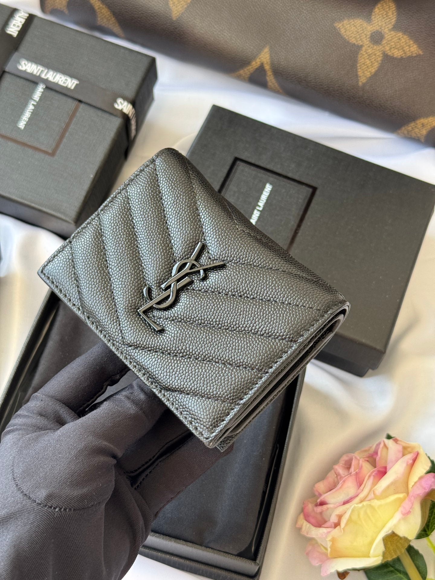 YSL Wallet Black Cowhide 240570