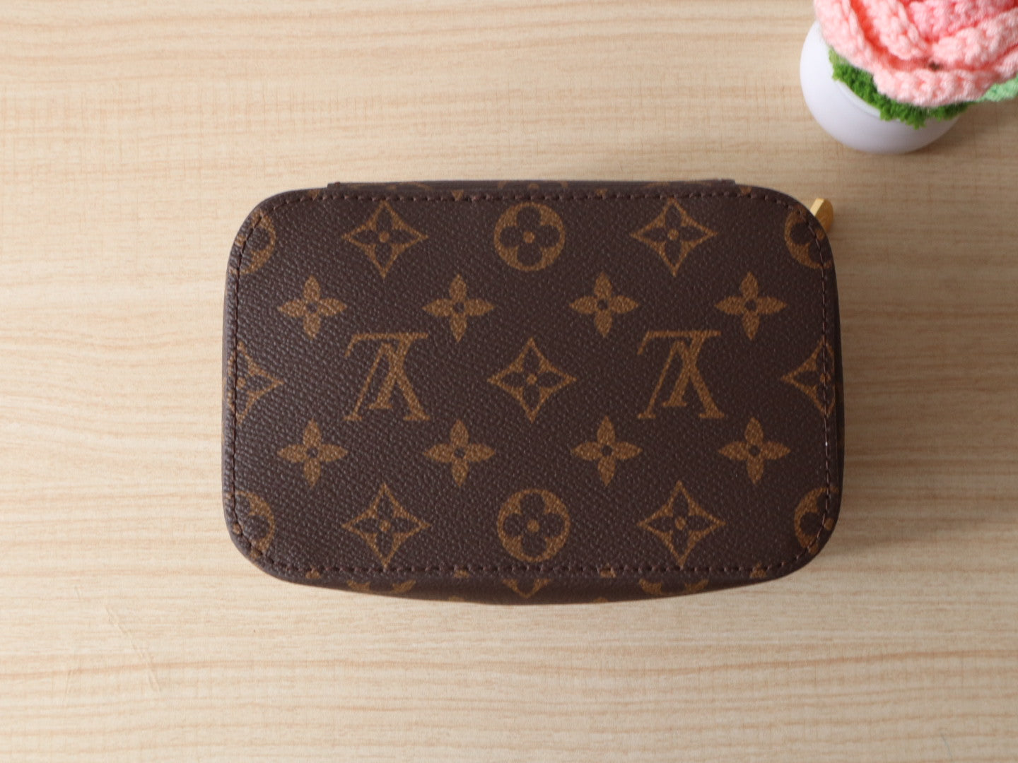 LV M43689 Packing Cube PM Brown Monogram Canvas & Cowhide