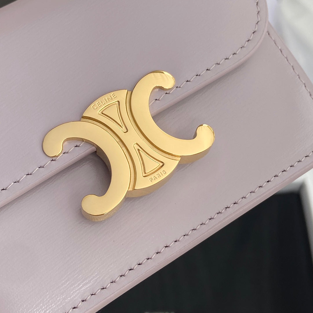 TRIOMPHE 10i583 Flap Card Holder Purple Shiny Cowhide