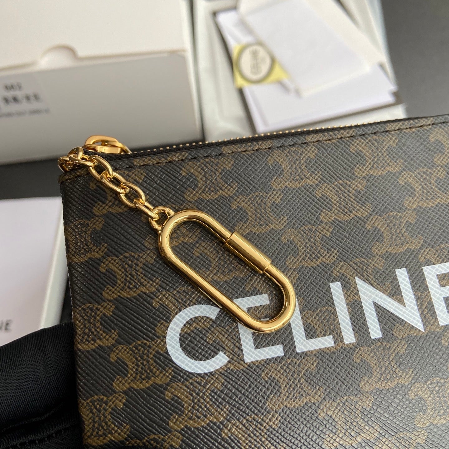 TRIOMPHE Coin Purse Cuir Black Calfskin