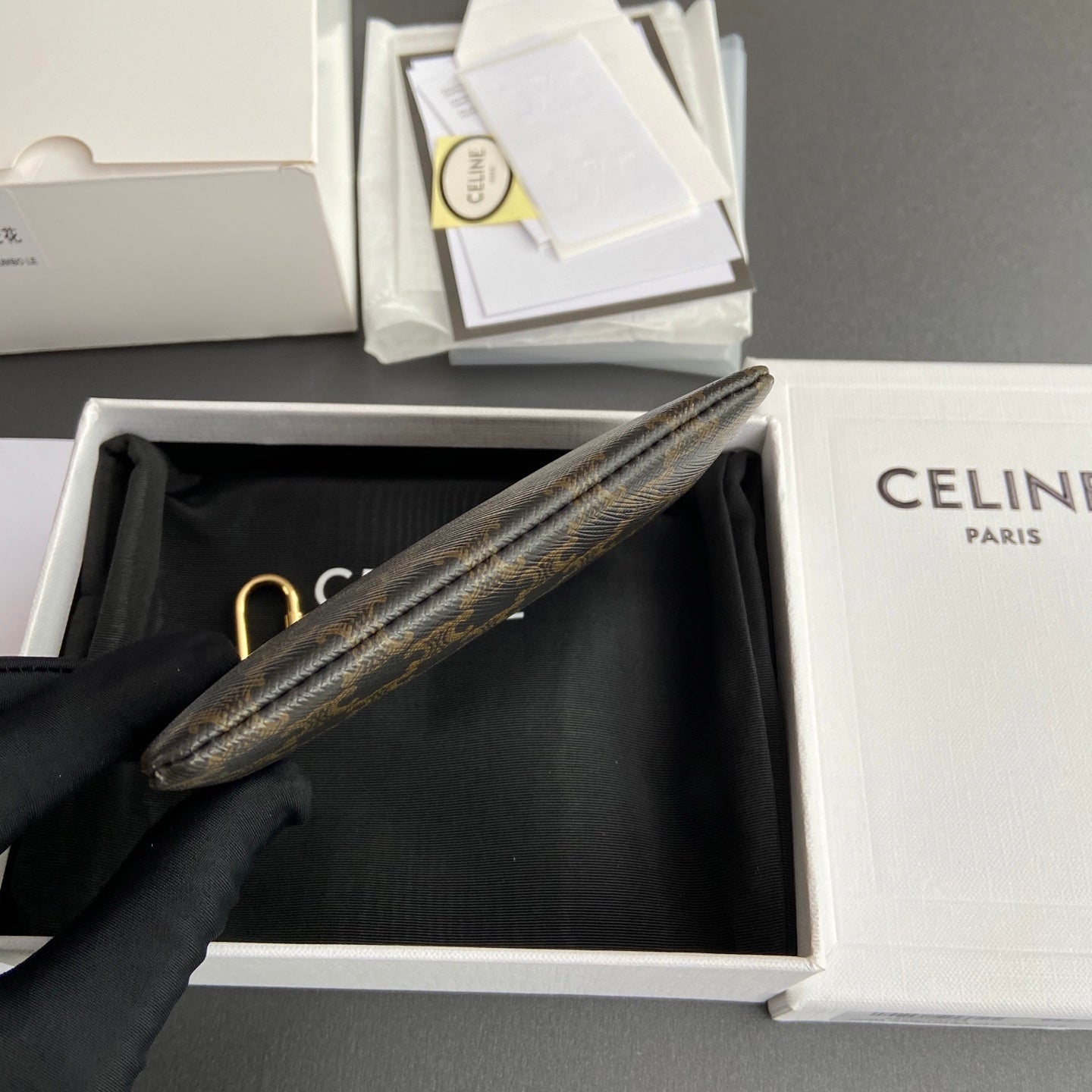 TRIOMPHE Coin Purse Cuir Black Calfskin