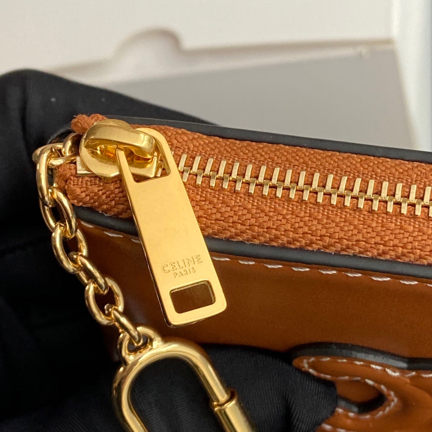 TRIOMPHE Coin Purse Cuir Tan Calfskin