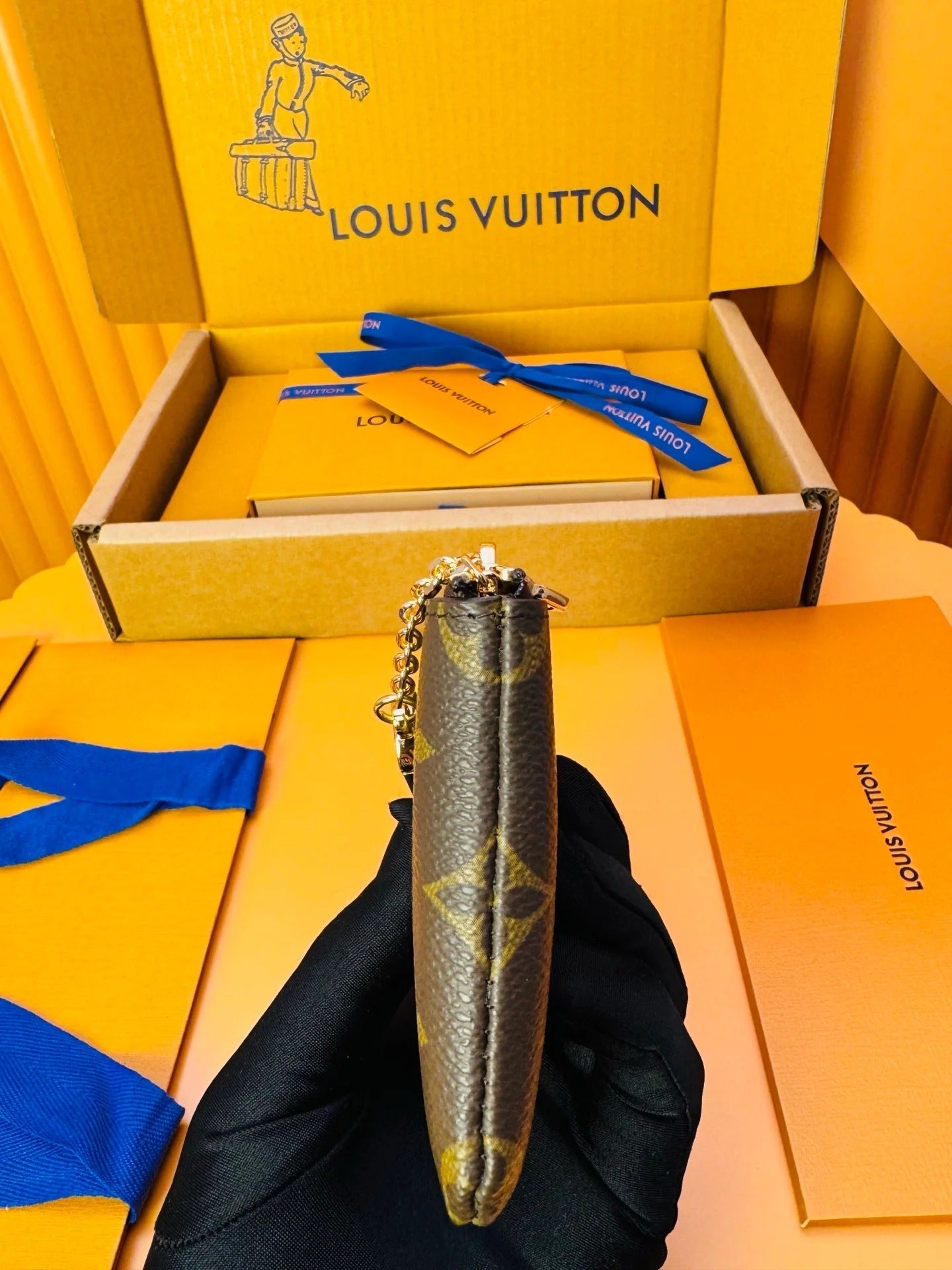 LV 2025 Key Pouch S Brown Cowhide Canvas